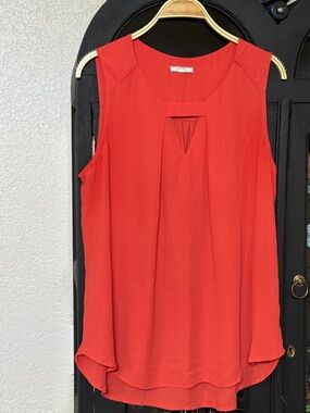 Pleione Vibrant Orange Sleeveless Blouse